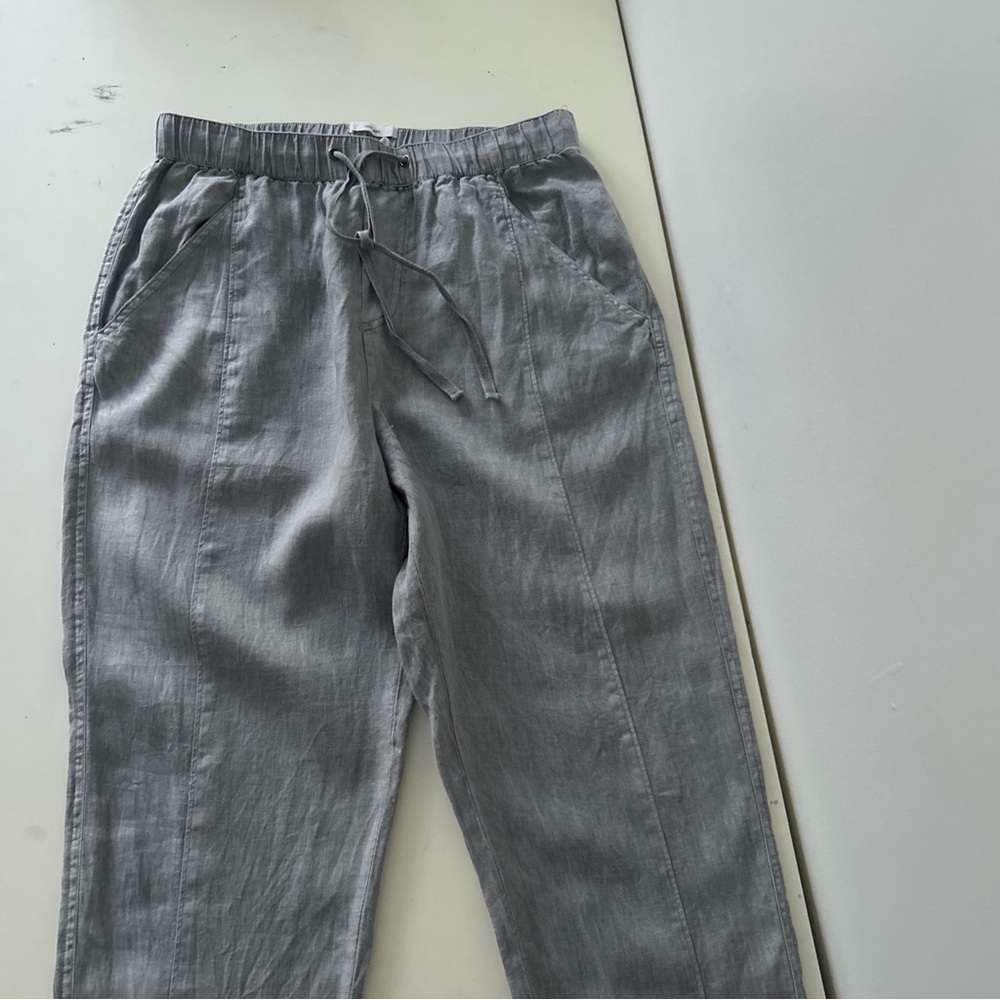 Nicole Miller Linen Trousers Pants Gray Women Size M - Picture 2 of 8